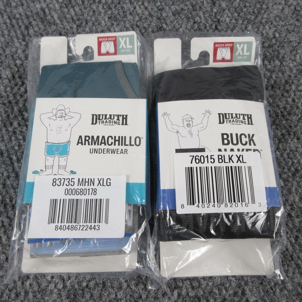 Duluth Trading Boxer Briefs Mens XL Multicolor Buck Naked Armachillo 2 Pack NWT